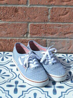 Konkrete canvas light blue polka dot sneakers, Size CAN: 7